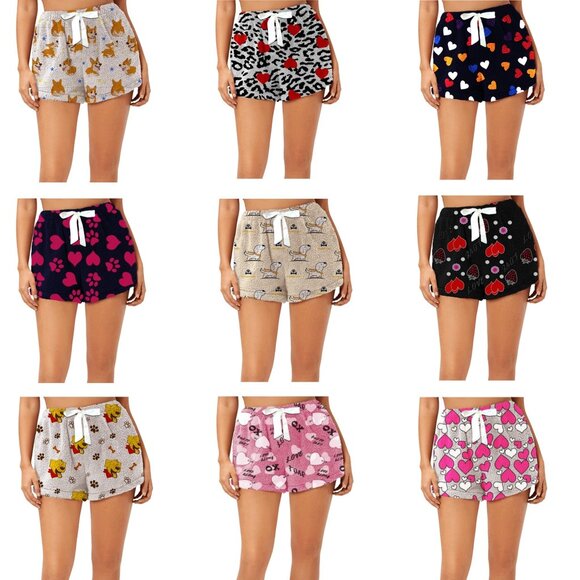 1-Pack Women's Plush Soft Cozy Comfy Breathable Micro-Fleece Sleep Pajama Shorts - Picture 1 of 16
